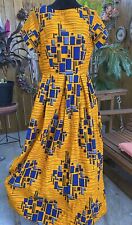 Women’s Maxi Dress African Ankara Print  Long Gown Short Sleeve Gold YellowPrint for sale  Shipping to South Africa