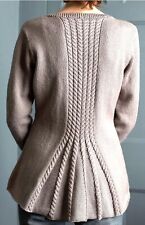 Knitting Pattern copy Ladies cable back vent peplum cardigan 32-42" 715F for sale  Shipping to South Africa