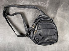 Used, DREAM CONTROL Sling Faux LEATHER BAG BLACK  crossbody large zippers reseller for sale  Shipping to South Africa