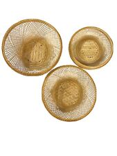 Conjunto de 3 cestas redondas vintage de vime bambu rattan ninho cor natural clara comprar usado  Enviando para Brazil