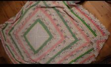 Cobertor afegão de crochê feito à mão colcha rosa branco verde pastéis Páscoa vovó, usado comprar usado  Enviando para Brazil