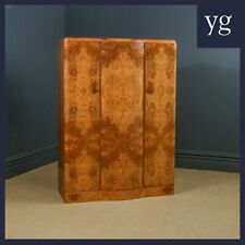 Used, English Art Deco Burr Walnut Three Door Fitted Glass Interior Wardrobe (c. 1930) for sale  Shipping to South Africa