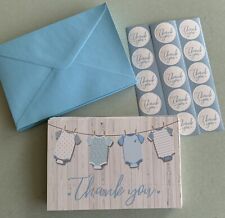 Usado, 20 tarjetas de agradecimiento de baby shower azul Clothesline con sobres y pegatinas. segunda mano  Embacar hacia Argentina
