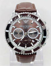 Relógio de pulso masculino EMPORIO ARMANI cronógrafo moldura podre mostrador marrom quartzo, usado comprar usado  Enviando para Brazil