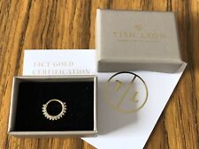 £300 TISH LYON Pavé Diamond 14k Yellow Gold Septum Daith Hinged Clicker Ring 16g, used for sale  Shipping to South Africa