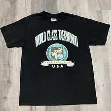 Camiseta Vintage Clase Mundial Taekwondo Negra 1993 Power Thru Esfuerzo Estampado Puff segunda mano  Embacar hacia Argentina