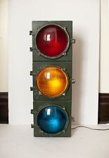 Antigua luz de señal de tráfico ferroviario callejero de 3 señales. Iluminadas 31 1/2" 23 lb 10 segunda mano  Embacar hacia Argentina
