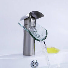 RE Bathroom Sink Faucet Waterfall Single Hole/Handle Brushed Nickel Mixer Taps, used for sale  Shipping to South Africa