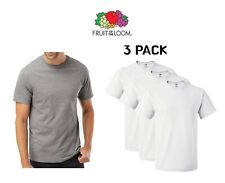 Pacote com 3 camisetas brancas lisas Fruit Of The Loom masculinas femininas pré-encolhidas HD algodão tripulação comprar usado  Enviando para Brazil