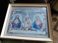 Habitación Bendición Vintage Arte Litografía Estampado Sagrado Corazón Jesús María Ángel Bebé, usado segunda mano  Embacar hacia Mexico