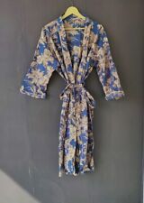 Roupão de algodão indiano longo quimono roupa de dormir cinza estampa floral noite quimono roupões EUA comprar usado  Enviando para Brazil