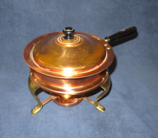 Antique Round Chafing Warming Dish w Burner & Stand - Solid Copper Made in Japan for sale  Shipping to South Africa