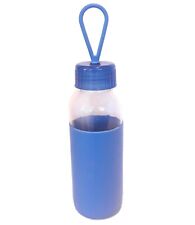Garrafa de água de vidro 300 ml tampa de silicone azul garrafa de bebida para academia comprar usado  Enviando para Brazil