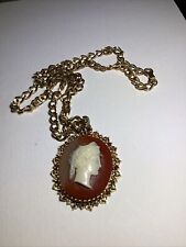 Vtg Arthur Pepper ART Round Pendant Necklace Seed Pearl Signed Raised Cameo for sale  Shipping to South Africa