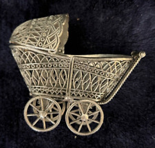 Carrinho de bebê vintage miniatura carrinho de bebê de metal macio com rodas de capô 3" comprar usado  Enviando para Brazil