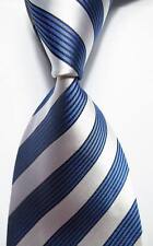 Nova gravata masculina clássica listrada azul branca tecido jacquard 100% seda comprar usado  Enviando para Brazil