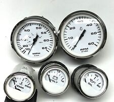 Usado, CONJUNTO DE 5 MEDIDORES DE BARCO FARIA WHITE~6K RPM~65 MPH~VOLT~OIL~TEMP~STARCRAFT~4 pinos plugue comprar usado  Enviando para Brazil