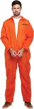 Adults Orange Prisoner Jumpsuit & Hand Cuffs Set - Inmate Fancy Dress Costume for sale  Shipping to South Africa