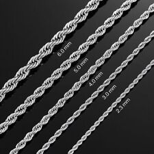 Cadena de acero inoxidable de 2-6 mm de 16"" a 30"" para hombre y mujer cadena de cuerda collar de plata segunda mano  Embacar hacia Mexico