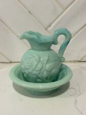 Avon Victorian Jadeite Green Marbled Milk Glass Pitcher Wash Basin for sale  Shipping to South Africa