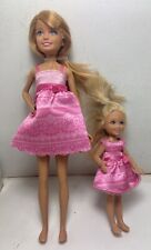 vtg Barbie Sisters doll lot Skipper Chelsea Kelly matching pink dresses 2camper, used for sale  Shipping to South Africa