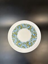 Vintage Allied Chemical Melamine Set/4 Dinner Plates Blue Green Paisley Leaves, used for sale  Shipping to South Africa