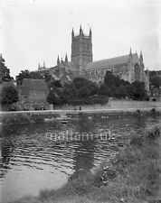 Placa de vidro negativa c. 1900-1910 - Edifícios da cena do rio Worcester Cathedral Reino Unido, usado comprar usado  Enviando para Brazil