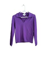 Charter Club 100% Cashmere Sweater Womens Medium Collared V Neck 2 Ply Purple for sale  Shipping to South Africa