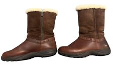 L.L. Bean Womens Brown Leather & Suede Shearling Lined Mid Calf Boot Cabin 7 GUC, used for sale  Shipping to South Africa