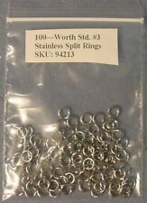 100 Worth Co. Std. #3 Stainless Steel Split Rings 60 lb. Test Made USA #94213 for sale  Shipping to South Africa