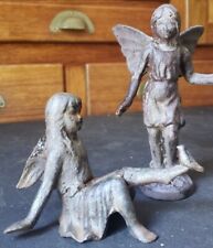 2 WHIMSICAL CAST IRON GARDEN FAIRY ANGELS STATUES for sale  Neillsville