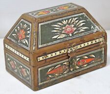 Caja de almacenamiento vintage en forma de cúpula de madera original antigua pintada a mano segunda mano  Embacar hacia Argentina