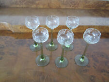 6 vasos pequeños de aperitivo antiguos / cristal romano con grabado, aprox. 12,5 cm de altura / licor segunda mano  Embacar hacia Argentina