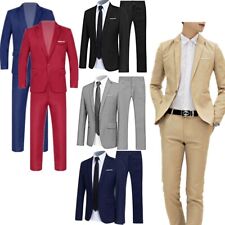 Used, Men 2 Piece Gentleman Suit Tuxedo Solid Slim Fit Formal Blazer Jacket and Pants for sale  Shipping to South Africa