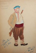 Vintage gouache drawing man hunter theatre/opera costume design signed for sale  Shipping to Canada