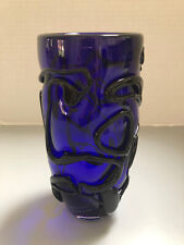 Beautiful Vintage Hand Blown Cobalt Blue Glass Vase 'Signed', used for sale  Shipping to South Africa