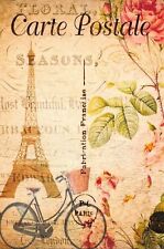 Postal Francesa Vintage Estilo Shabby Chic París Torre Eiffel Bicicleta Floral 71J segunda mano  Embacar hacia Argentina