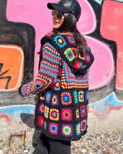 Usado, Cárdigan cuadrado de abuela, suéter de ganchillo afgano, abrigo cuadrado largo de abuela segunda mano  Embacar hacia Argentina
