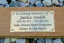 MEMORIAL BENCH PLAQUE SOLID BRASS GRAVE MARKER SIGN PERSONALISED ENGRAVED, used for sale  Shipping to South Africa