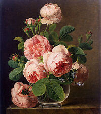 Dream-art Oil painting Jan Frans van Dael - Still Life of Roses in a Glass vase, used for sale  Shipping to South Africa