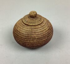 Vintage Small Woven Rattan Weave Basket With Lid - 3 3/4”, used for sale  Shipping to South Africa
