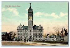 1915 Reloj de Edificio del Ayuntamiento Eagle Tower View Lowell Massachusetts MA Postal, usado segunda mano  Embacar hacia Argentina
