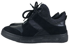 UNISA TRAINERS 38 5 BLACK Leather Slip On Lace Up Sneakers Rubber Sole, used for sale  Shipping to South Africa