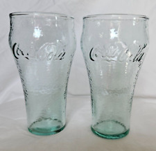Vaso de textura de guijarros verde vidrio Coca-Cola de 6" 16 oz vintage - conjunto de 2 segunda mano  Embacar hacia Argentina