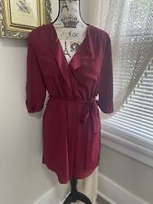 ~ Poetry Burgundy Tab Sleeve Dress ~ M ~ Tie Waist for sale  Shipping to South Africa