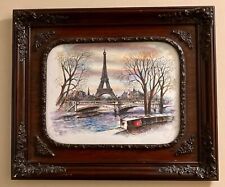 Pintura enmarcada Torre Eiffel de París madera de Burgandy, usado segunda mano  Embacar hacia Argentina