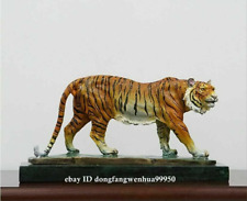 Base de mármol de bronce pintada a mano moderna oficina art deco escultura animal tigre, usado segunda mano  Embacar hacia Argentina
