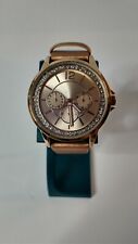 Relógio feminino tom dourado com pulseira de couro imitação de strass nova bateria comprar usado  Enviando para Brazil