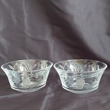 Dessert Bowl X2 Small Clear Glass Embossed Berries Leaves France Serving for sale  Shipping to South Africa