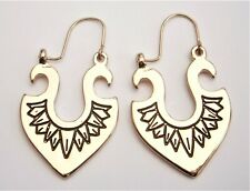 T159) Gold tone Boho Gypsy ethic style Mandela patterned hoop pierced earrings  for sale  Shipping to South Africa